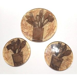 3 pc Retro Colorflo Lucite Acrylic Resin Kitchen Tools Hot Plates 60s 70s Trivet